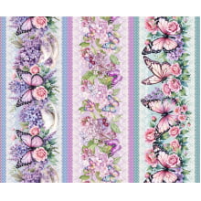 Tricoline Digital Barrado Borboletas Lilás - A0608