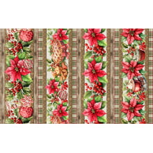 Tricoline Digital Barrado Flor Natal e Enfeites - 01426