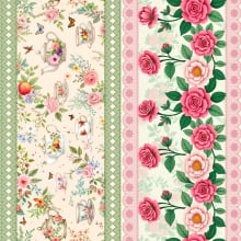 Tricoline Digital Barrado Flores e Xicará - 9050v298