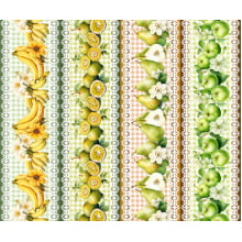 Tricoline Digital Barrado Frutas 3 Abacaxi Banana Limão - 93911