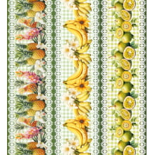 Tricoline Digital Barrado Frutas 3 Abacaxi Banana Limão - 93911
