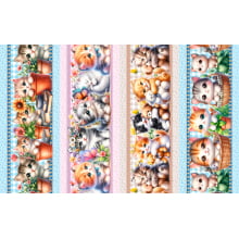 Tricoline Digital Barrado Gatinhos - A0607