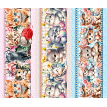 Tricoline Digital Barrado Gatinhos - A0607