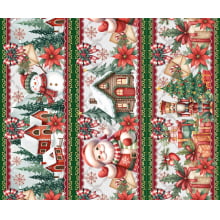 Tricoline Digital Barrado Natal Biscoito - 01430
