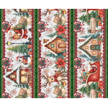 Tricoline Digital Barrado Natal Biscoito - 01430