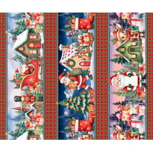 Tricoline Digital Barrado Natal Noel Faixa Xadrez - 01416
