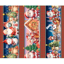 Tricoline Digital Barrado Natal Noel Faixa Xadrez - 01416