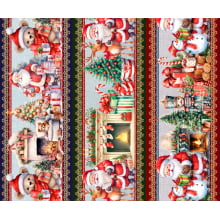 Tricoline Digital Barrado Natal Noel Lareira - 01414