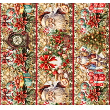 Tricoline Digital Barrado Natal Papai Noel - 88132