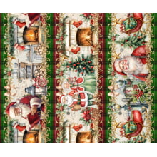 Tricoline Digital Barrado Noel e Boneco de Neve - 01417