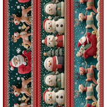 Tricoline Digital Barrado Papai Noel Natal Croché - 05567
