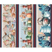 Tricoline Digital Barrados Amor de Cozinha - A3195