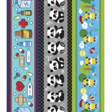 Tricoline Digital Barrados Infantil Flores e Frutas Meia Tigela