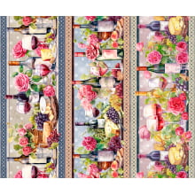 Tricoline Digital Barrados Rosas e vinhos - A3199