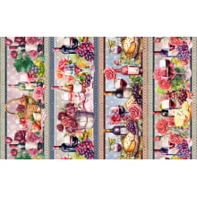 Tricoline Digital Barrados Rosas e vinhos - A3199