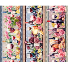 Tricoline Digital Barrados Rosas e vinhos - A3199