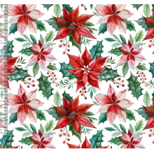 Tricoline Digital Natal Flores fundo Branco