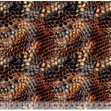 Tecido Sarja Impermeável Animal Print Cobra 2 Preto e Bege  3D