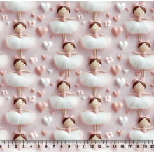 Tecido Tricoline Digital Bailarina Fundo Rosa