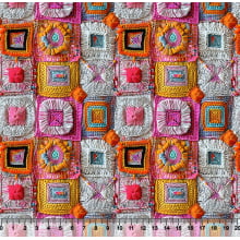 Tecido Tricoline Digital Quadrados Tricô 3D 96729