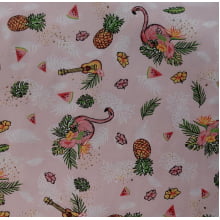 Animais flamingo frutas 6495-01 fundo rosa bb