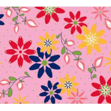 Floral Azul e Vermelho Fundo Rosa 646205