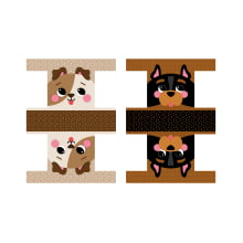Tecido Mini Necessaries Box coleção Dogs de Meia Tigela