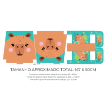 Tecido Painel Ecobag Estojo Capivara Fundo Tiffany - Meia Tigela