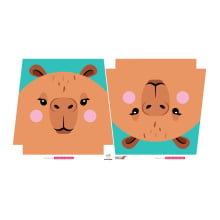 Tecido Painel Ecobag Estojo Capivara Fundo Tiffany - Meia Tigela