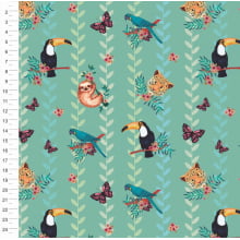 Tecido Sarja Impermeável Animais Ramos Verde Vintage 9100e1757 - Ana Campana