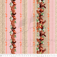 Tecido Tricoline Digital Barrados Coelhos de Páscoa Chocolate 83090