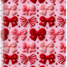 Tecido Tricoline Digital Laços Fundo Rosa - 95928