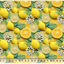 Tecido Tricoline Digital Limão SIciliano 3D - Coleção Frutas 85334