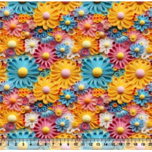 Tecido Tricoline Floral 3D Margarida Colors - 82542