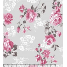 Tecido Tricoline Floral fundo Cinza 115408 rimatex