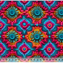 Tecido Tricoline Mandala Colors Laranja Pink Tiffany 3D - 82326