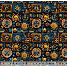 Tecido Tricoline Digital Etnico Azul Africa 88121
