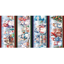 Tricoline Barrado Snowman Bonecos de Neve 55cm x 1,50mt