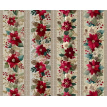 Tricoline Digital Barrado Flores Natal - 05565