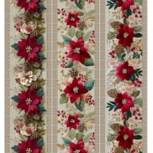 Tricoline Digital Barrado Flores Natal - 05565