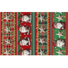 Tricoline Digital Barrado Papai Noel Estrela - 98771