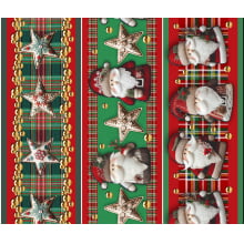 Tricoline Digital Barrado Papai Noel Estrela - 98771