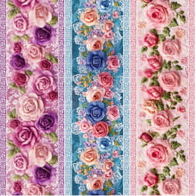 Tricoline Digital Barrado Rosas 96695