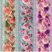 Tricoline Digital Barrado Rosas 96695