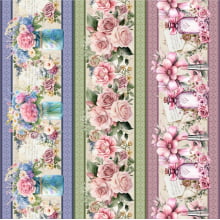 Tricoline Digital Barrado Roses - 98884