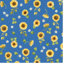 Tricoline Estampada Girassol Fundo Azul 9050v123