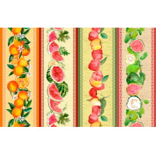 Tricoline Estampado Barrado Frutas - 78822 - Estúdio Dzen