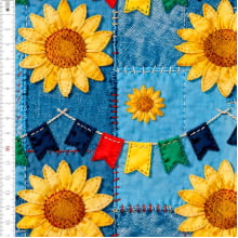 Tricoline Festa Junina Margarida Jeans 9050V457