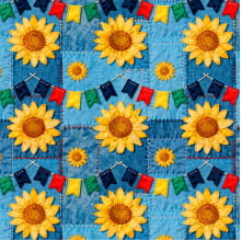 Tricoline Festa Junina Margarida Jeans 9050V457