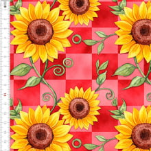 Tricoline Festa Junina Xadrez Vermelho Margarida 9050V468